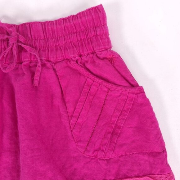 ATHLETA 100% LINEN Ruffle‎ Elastic Waist Drawstring Pull on Mini Skirt Size 0 - Picture 7 of 11